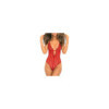 Body rouge en dentelle et fine résille 